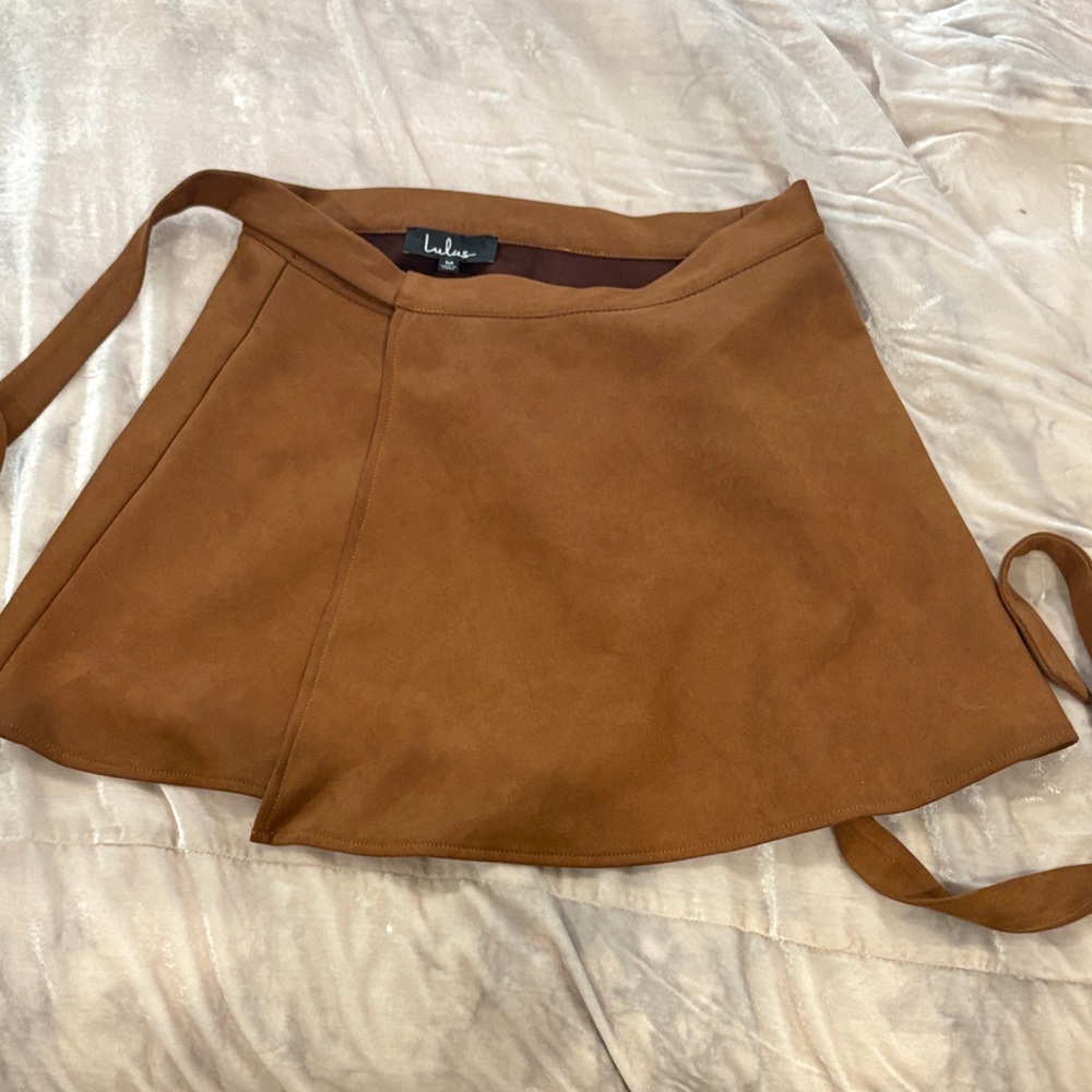 LuLu’s Suede Camel Wrap Skirt